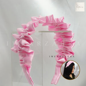 BANDO RUFFLE [ SATIN ] - Bando Kerut Korea Viral Aksesoris Rambut Bahan Satin Awan Bandana Hair Accessories Bayi Anak Mutiara Natal Perempuan Wanita