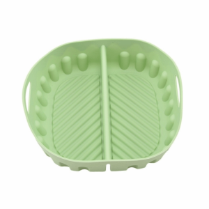 LUJIN Creative Double Grid Baking Tray Food Grade Flexible Silicone Air Fryer Liner Versatile Reusable Circular Oven Basket Mat Air Fryer Accessories