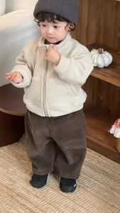 Babys autumn and winter coat 2025 Korean-style childrens clothing winter thickened sweatshirt set for boys