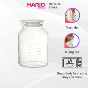 Hũ thủy tinh cao cấp có miệng rót Hario SLOWRA 1L ngâm ủ trái cây đựng nước (dùng được lò viba)