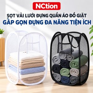 Sọt Lưới Vải Đựng Quần Áo Đồ Dùng Đa Năng Cỡ Lớn Giỏ Vải Đựng Đồ Giặt Gấp Gọn Khung Thép Chắc Chắn