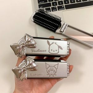 Anime KT Folding Hair Comb with Mirror Cute Melody Kuromi Anime Portable Travel Comb Gift For Girl