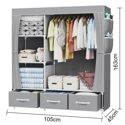 Plardin Simple Fashion Zipper Wardrobe Multipurpose Durable Cloth Wardrobe Rack Storage Closet Cabinet Homes