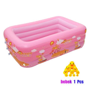 Kolam Renang Anak 1 Set Pompa / Swimming Pool for Kids Kolam Renang 1.2 Meter Kolam Tiup Kotak 3 Ring Crystal Rectangular Kolam Renang Jumbo Kolam Mandi Anak Alas Bergelembung Mainan Ukuran Besar PERSEGI PANJANG KARET BAHAN