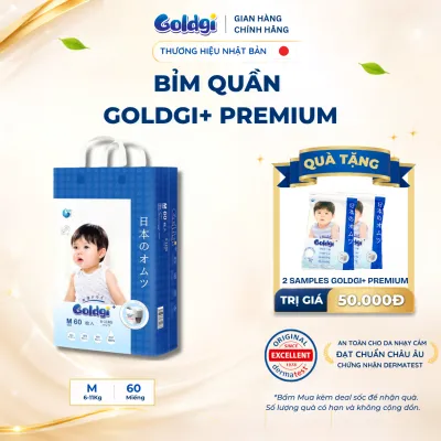 Bỉm quần Goldgi Premium cao cấp mềm mại như nhung siêu khô thoáng chống tràn cho bé từ 6KG