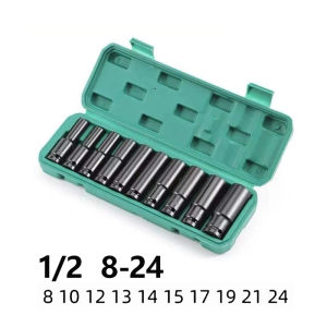 Bộ dụng cụ sửa chữa xe máy ô tô 10 Khẩu 1/2 8-24mm Dài Vặn Bulong Đầu Khẩu Đầu Tiếp Đầu Điếu Mạ Crôm