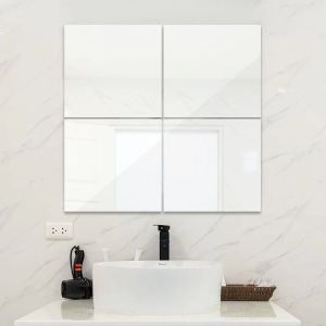 1-4 pcs 20*20cm 3d Square Acrylic Soft Flexible Mirror Wall Sticker Self Adhesive Reflective Bathroom Mirror