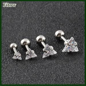 Fitow 1Pair 3 4 5 6mm Triangle Helix Cartilage Tragus Stud Conch Snug Ear Lobe Earrings Titanium Steel Jewelry