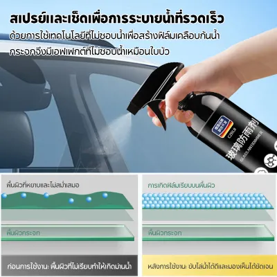 พร้อมส่ง🚕น้ำยาเคลือบกระจกรถ 500ml กันน้ำ กันฝน สะอาดรวดเร็ว สดใสยาวนาน ขับขี่ปลอดภัย