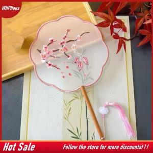 【COD】🔥🔥🔥 Elegant Silk Embroidered Round Paddle Fan Traditional Chinese Flower Design Ideal for Banquet Table Decor and Stage Shows