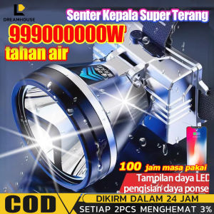 LED Headlamp 500Watt Penerangan terus menerus selama 800 jam senter super terang lampu depan luar yang kuat lampu depan tahan air sensor gerak senter berkemah senter kepala super terang Iradiasi 30000m