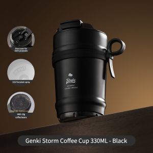 BINCOO Coffee Cup Leak-proof Ceramic Liner Coffee Mug Thermal Tumbler Portable 316 Stainless Steel for Home Office Outdoor Travel and in Car 330ML