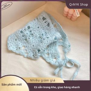 Hàng có sẵn✨ Thời trang dệt kim headscarf pháp MỤC VỤ phong cách tam giác HEADBAND handmade Crochet Headband khăn retro hoa headscarf