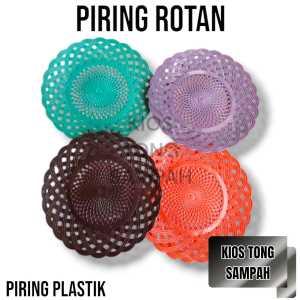 Piring Rotan Plastik 1 LUSIN | Piring Anyaman Plastik Serbaguna | BISA COD