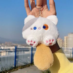 Ready Stock Cute Squeaky Casual Cat Plush Pendant with Sound Toy Cartoon Stuffed Doll Keychain Bag Charm Friend Gift