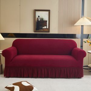1pc Jacquard Waterproof Sofa Slipcover Non-slip Stretch Sofa Cover Skirt Couch Cover for Bedroom Living Room Decor