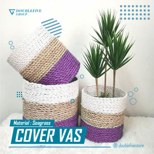 Keranjang Anyaman isi 3. Cover Pot Keranjang Seagrass Hiasan Anyam (size 201715)