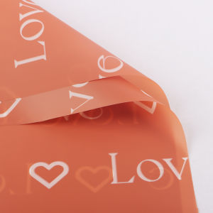 20 LEMBAR Kertas Buket Bunga Cellophane Tulisan LOVE  Flower Wrapping Paper Valantine KB6172