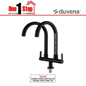 🌈DUVENA🌈 MATTE BLACK DOUBLE SPOUT SINK TAP