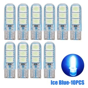 T10 LED 4/10ชิ้นสำหรับรถยนต์ไฟ6SMD ความกว้าง5050ไฟบอกความกว้างของไฟซิลิโคนทนอุณหภูมิสูงช่องเก็บของกระโปรงหลังรถป้ายทะเบียนรถ