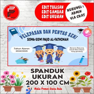 Spanduk Pelepasan Perpisahan Pentas Seni Wisuda Pembagian Raport Taman kanak-kanak TK PAUD KOBER Ukuran 2 x 1 meter