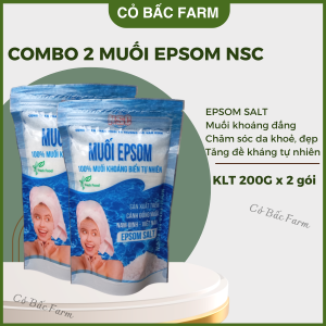 COMBO 2 TÚI Muối đắng khoáng tự nhiên Epsom 200G - muối magie sulfate tự nhiên - CỎ BẤC FARM