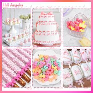 [Hill Angelia] Bow Silicone Molds With 6 Different Shapes 36-Cavity Bow Chocolate Fondant Mold For Bowknot Cupcake Cake Pop Sugar Craft