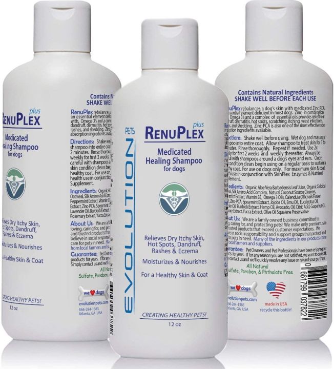 Evolution Pets RenuPlex Plus Medicated Healing Shampoo, 12 oz. / 355ml