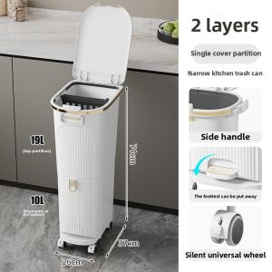 Premium Dual Bin Kitchen Waste Bins - Large Capacity with Odor-Control Lid & 360° Silent Casters Modern Japanese-Inspired Trash Can for Compact Spaces Includes Removable Buckets & Fingerprint-Resistant Surface