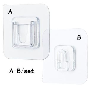 1Pairs Transparent Adhesive Hook Suction Hook Double-Sided Hook Power Strip Fixator Wall Hanger Hook