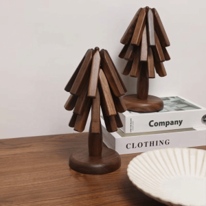 DGFDF Tree Shaped Placemat Solid Wood Heat Resistant Insulation Mat Decorative Creative Trivet Home