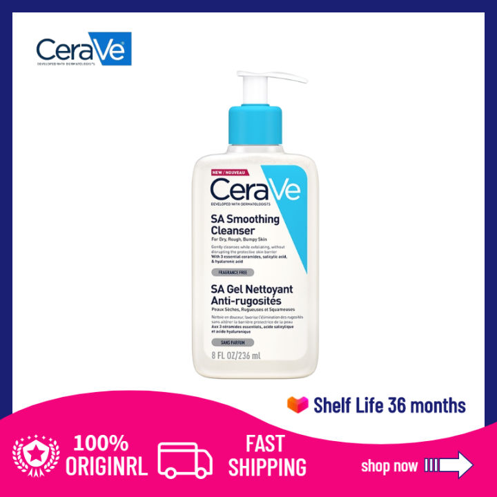 CeraVe SA Smoothing Cleanser 236ml for Rough Bumpy Acne Prone Oily Skin