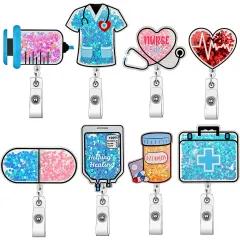 7 Color Badge Reel Clip Badge Holder Students Doctor ID Card Holder  Keychain Jewelry Gift Retractable Nurse Badge Reel Clip Cute Flower New  Style 7 Color