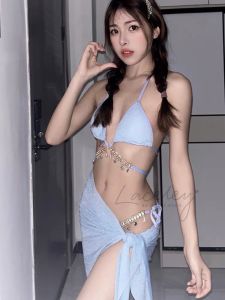 [READY STOCK]3PCS Shining Ocean Korean  Style Summer Swimsuit Woman Swimwear Bikini Set/现货海洋系列系带泳衣泳装套装[L333]