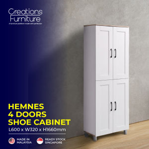 Hemnes 4 Door Shoe Cabinet / Multi Function / Budget Shoe Cabinet / Natural White Cabinet / Shoe Storage / Indoor Cabinet / Product Malaysia