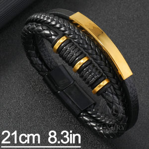 【Customized Bracelet With Name】Magnetic Leather Personalized Bracelet Men Accessories Birthday Gifts