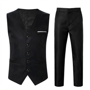 Men’s Navy Blue Vest & Pants 2-Piece Formal Set for Graduation Pang Graduation JS Prom Wedding Guest S-6XL