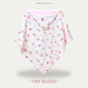 HOPPA Baby Swaddle ผ้าห่อตัวเด็ก 2 เนื้อสัมผัส Muslin cotton + Dot Mink ขนาด 30 นิ้ว ผ้าห่อตัวกันสะดุ้ง ผ้าห่อตัว