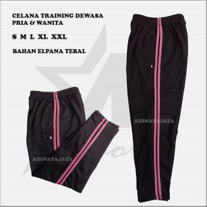 Celana Olahraga Panjang Training Dewasa Pria wanita Strip Dua Sport Lari Jogging
