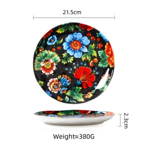 OMK American Style Hand-painted Underglaze Ceramic Dinnerware Set Dinner Plate Salad Bowl Mug Natalia Series