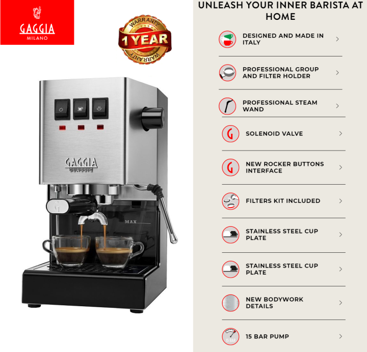 NEW Gaggia Classic EVO Pro Manual Espresso Coffee Machine (Made in ...