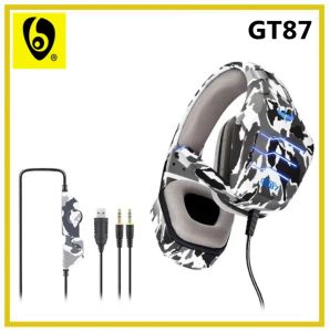 OVLENG GT87 Ergonomic Wired Gaming USB+ 3.5mm Jack Headphone with 90° Hidden Microphone
