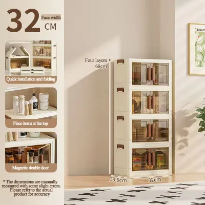 【Free Gift】6 Layers Foldable Storage Cabinet Plastic Baby Wardrobe Clothes Organizer Box Desktop Storage