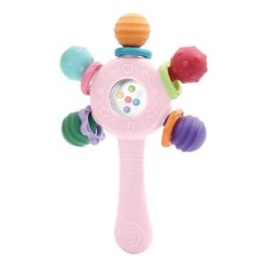 Trẻ sơ sinh đồ chơi nắm tay Manhattan bóng Rattle Teether với thiết kế an toàn mềm mại và màu sắc tươi sáng cho trẻ sơ sinh dễ dàng tay nắm