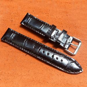 Tali Jam Kulit Asli Sapi Pull Up Motif Croco Warna Dark Brown Garansi
