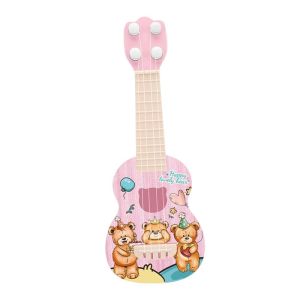 FAIRY Adjustable String Knob Ukulele Guitar Toy 4 Strings Nylon Strings Simulation Ukulele Toy Fashion Playable Small Guitar Toy Children Toys