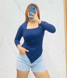 lisz crop / kaos lengan panjang crop top / kaos wanita polos 6053