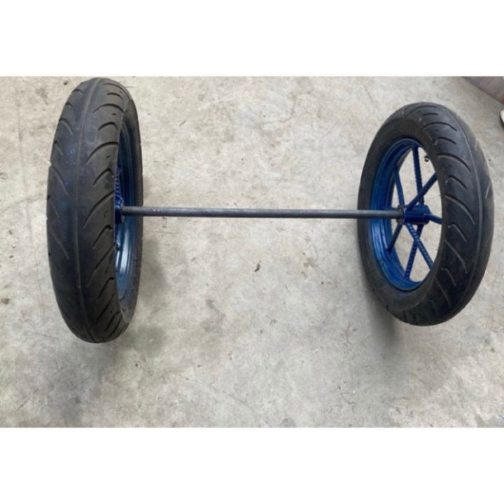 Bộ 2 bánh xe rùa, xe đẩy đường kính 45cm kèm trục phi 18 dài 53-60-70 ...