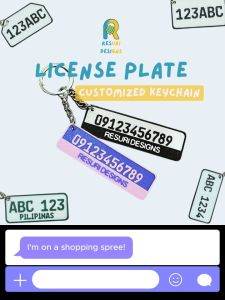 Resuri Designs Customized LIcense Plate Plate Number Nametag Keychain Accessory