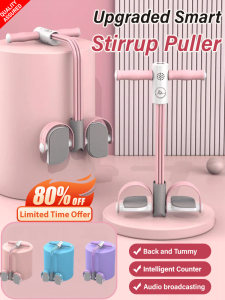 Smart Pedal Puller With Digital Display And Song Playback Home Fitness Equipment Tool For Reducing Belly Pilates Sit-ups Assistant Tensioner Intelligent Foot Assister Pull Rope Elastic Resistance Band